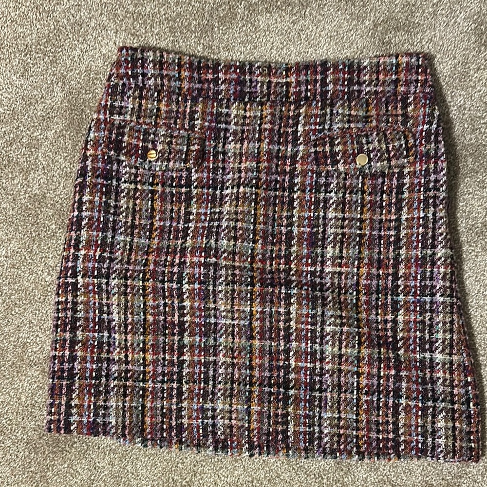 Loft Plaid Tweed Skirt